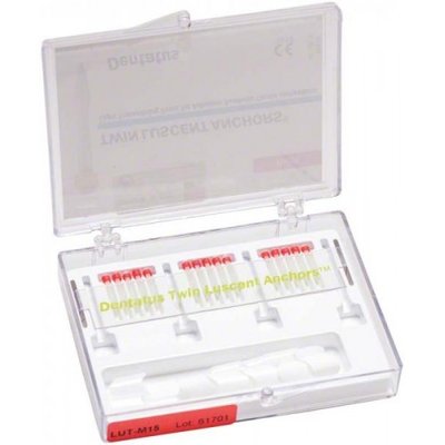 Kořenové čepy, skleněné, střední (červené) - 15 čepů, 15 korunkových matric