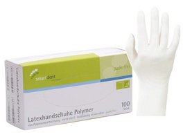smart Polymer Latexuntersuchungshandschuhe - Packung 100 Stück puderfrei, weiß, M