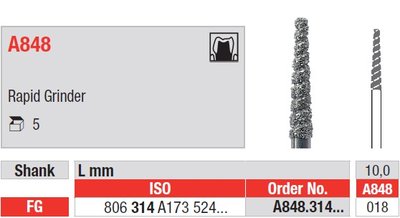 Edenta A848 - diamantový nástroj, rapid grinder - 5 ks