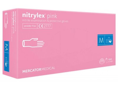 Vyšetřovací rukavice NITRYLEX PINK růžové, 100ks - Velikost: XS