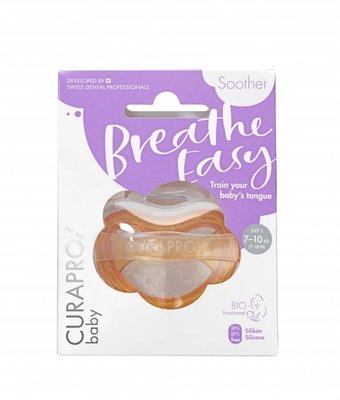 Curaprox Breath Easy dudlík 7-18 měsíců, ORANŽOVÝ