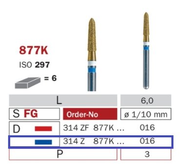 Diaswiss 877K modrá, 6ks/balení - 016 mm