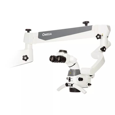 Mikroskop OMEGA z obiektywem zmiennoogniskowym 200–455 mm, modułem fluorescencyjnymi kamerą Full HD + moduł ERGO