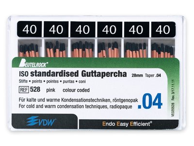 VDW gutaperčové čepy 4%, vel. 040