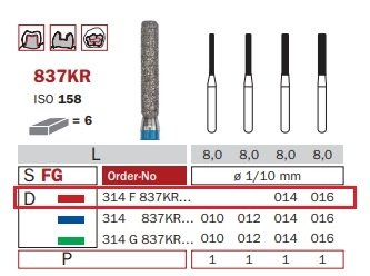 Diaswiss 837KR červená, 6ks/balení - 016 mm