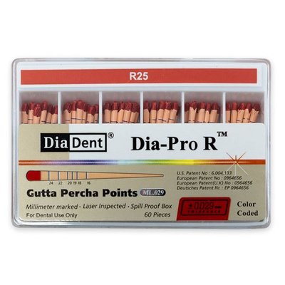 Gutaperčové čepy DiaDent DiaPro Recipro R25 červené