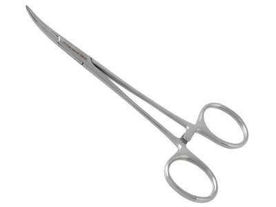 724_01 Svorka na cévy Mosquito zahnutá, 12cm