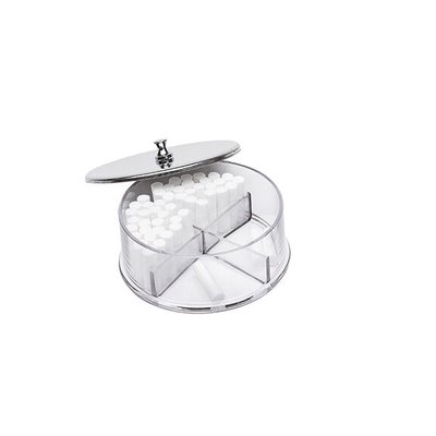 Nádobka na vatové válečky s přihrádkami