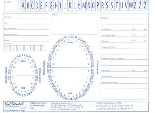 Kartoteka stomatologiczna Kol-Dental początkowa (z diagramem) 100szt (biało-niebieska)