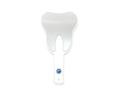 Zrcátko do ruky ve tvaru zubu bílé