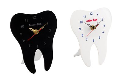 Zegar biurkowy w kształcie zęba Anger - biały