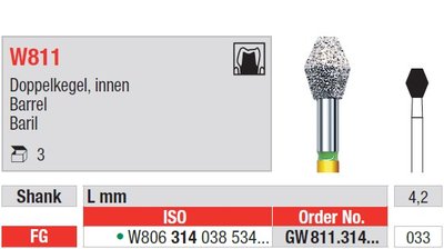 Edenta W811 - White Tiger diamantový nástroj, barel - 3 ks