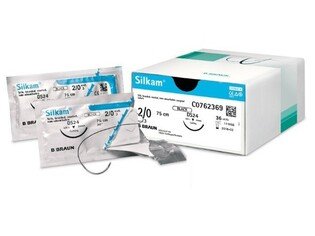 Silkam 5/0 75cm igła 22mm 1/2 koła okrągła (HR22) 36sz/opak. C0760285 szew niewchłanialny czarny jedwabny