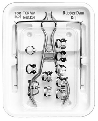 Rubber Dam Kit - (Forceps, Frame, 10x clamps) - 1 ks Kit