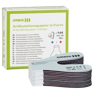 Kalka ORBIS 80µ podkówka czerwono-niebieska 144 szt. Artikulationspapier Orbis