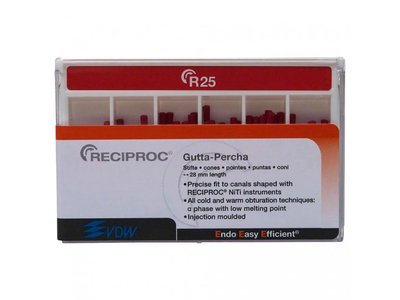 RECIPROC - guttaperčové čepy, červené, R25