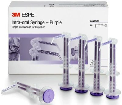 Intraorální stříkačky, 20ks fialové (polyétery)