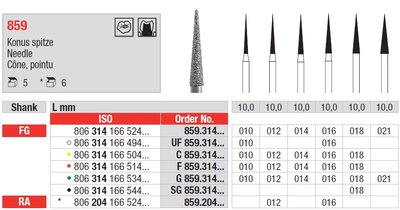 Edenta 859 - diamantové nástroje, ihla - 5 ks