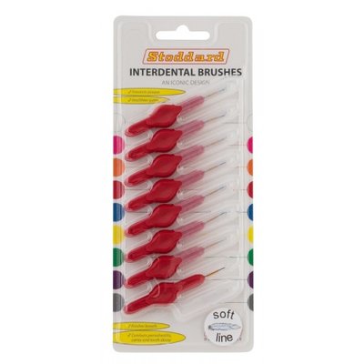 Interdentální mezizubní kartáček Soft Line 8 ks + 8 ks krytka v blistru - červené 09