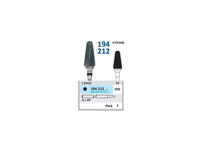 Tvrdokovová fréza - kónus zakulacený, 194212, průměr 7mm