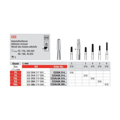 Tvrdokovový vrtáček FGL C22ALGK.016 (5ks/bal)