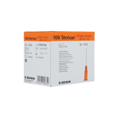 B. BRAUN Sterican Injekční Jehly Luer Oranžová 25G (0,5x40mm) 100ks