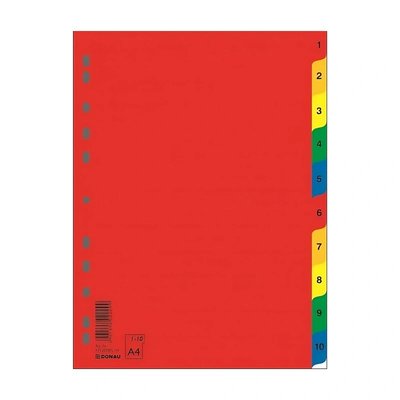 Rozlišovače plastové A4, barevný, sada 1-10