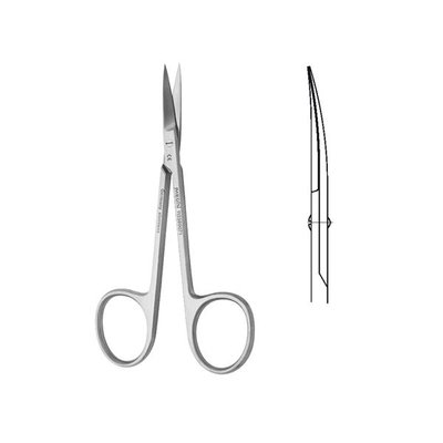 Nůžky oční zahnuté hrotnatotupé; 115 mm