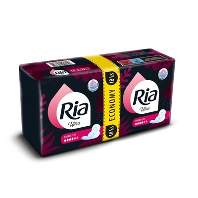 Vložky Ria Ultra Normal Plus s křidélky, Duopack, 18 ks