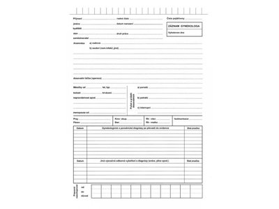 Záznam gynekologa - karta