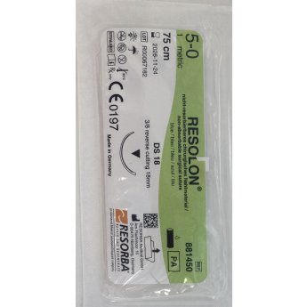 ŠITÍ Resorba Resolon monofil blue, nevstřebatelné EP 1 USP 5/0 DS18 1x75cm 36 ks