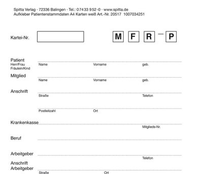 Patientenstammdaten-Aufkleber