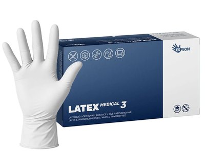 Latexové rukavice LATEX MEDICAL3 100 ks, nepudrované, bílé, 5.6 g - Velikost: M