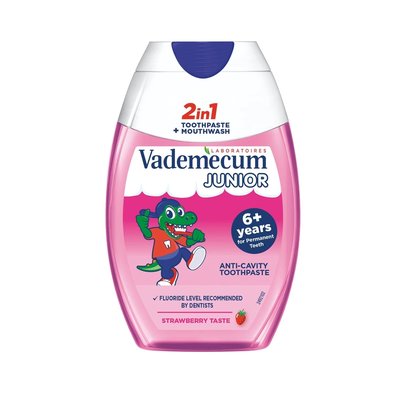 Vademecum Junior 2v1 Strawbery 6+ dětská zubní pasta 75 ml