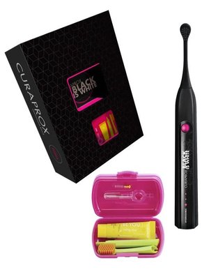 Curaprox Hydrosonic Black is White sonický kartáček + cestovní sada