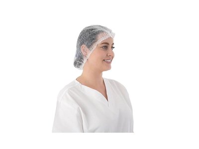 Čepice z netkané textilie, CLIP, 100 ks, bílá - Velikost: L (53 cm)