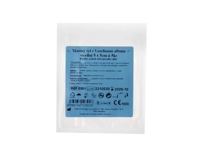 Tyl mastný Vaselinum album, sterilní 5 x 5 cm, 5 KS