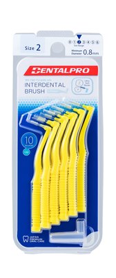 DentalPro L Shaped 2 mezizubní kartáček žlutý 10 ks