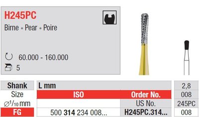 Edenta H245PC - PowerCut dvoj-kovový vrták, hruška - 5 ks