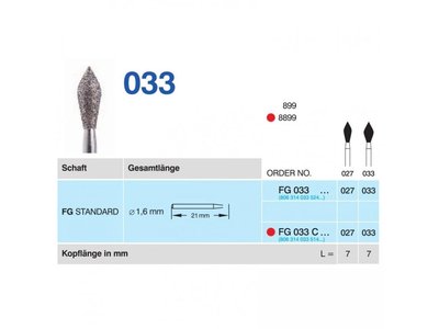 HORICO brousek diamantovaný - vajíčko špičaté, FG033 - Parameter_0: normal