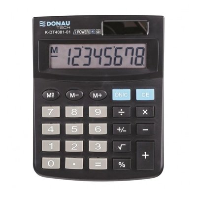 Kalkulačka stolní Donau Tech, 8-místný displej, černá