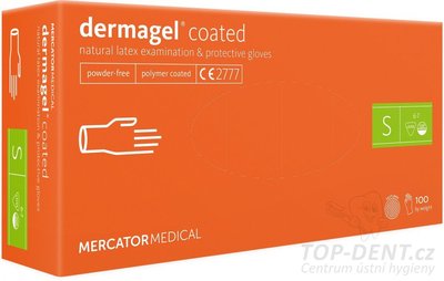 MERCATOR Dermagel Coated latexové vyšetřovací rukavice S (6-7) , bílé, 100ks