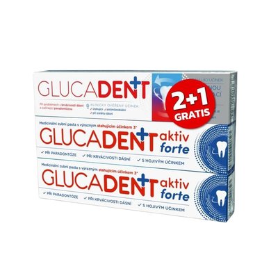 Glucadent Aktiv Forte zubní pasta 2×75 ml + pasta zdarma