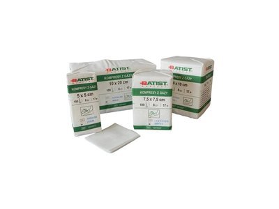 Gázový kompres 5 x 5 cm 17/8, nesterilní – 100 ks