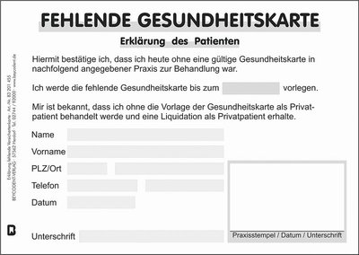Erklärung fehlende Versichertenkarte