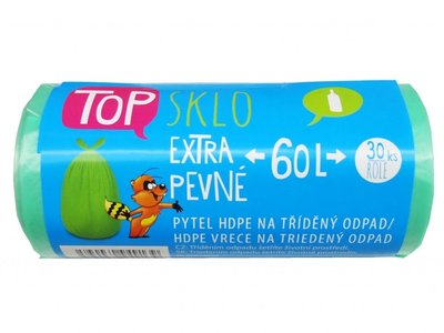 Pytel HDPE na tříděný odpad, sklo 60L, 30Ks/role, zelený TOP