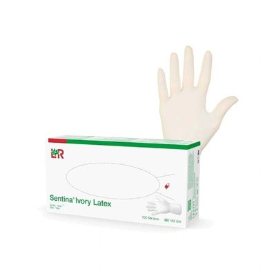 Vyšetřovací rukavice Sentina Ivory, latex, nepudrované, bílé, 100 ks - XS