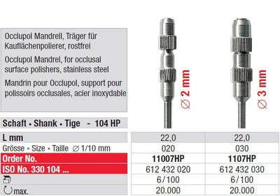 Edenta Lab Occlupol mandrely - 6 ks