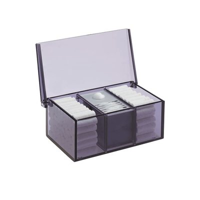 Zásobník na vatové válečky,vatu a malé peletky kouřový