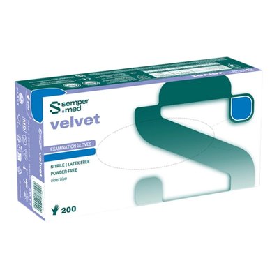 Vyšetřovací rukavice Sempermed Velvet, nitril, nepudrované, fialové - XL - 180 ks